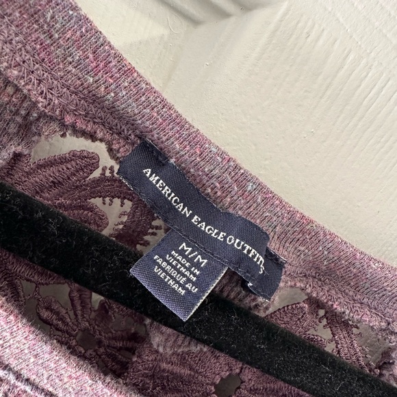 American Eagle Outfitters Purple Floral Lace Sweatshirt - Picture 2 of 3